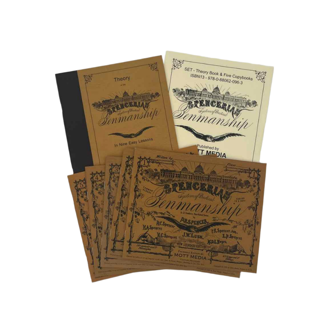 Mott Media Spencerian Penmanship Theory Book & 5 Copybooks Set