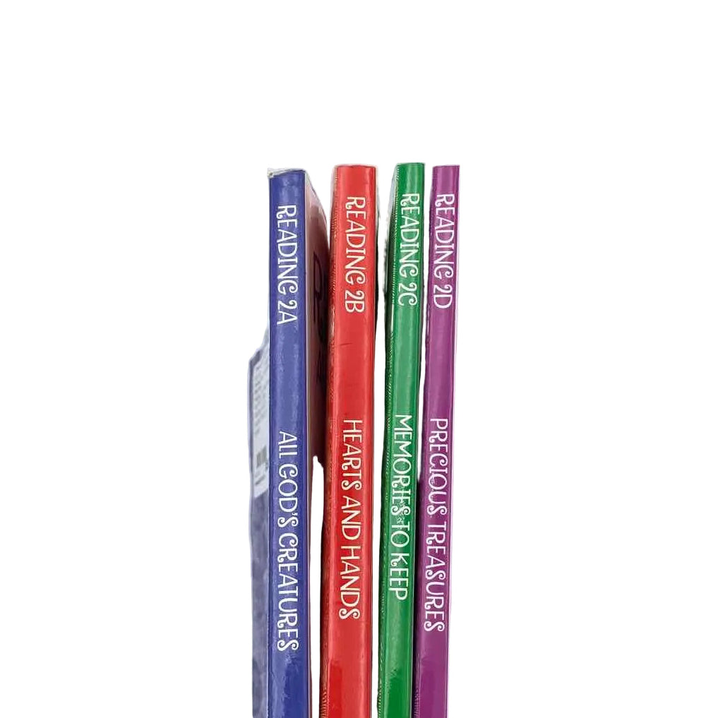 Bob Jones 2nd Grade Reading 2A-2D Student Texts (4 books) Reading/Literature Curriculum on a white background.