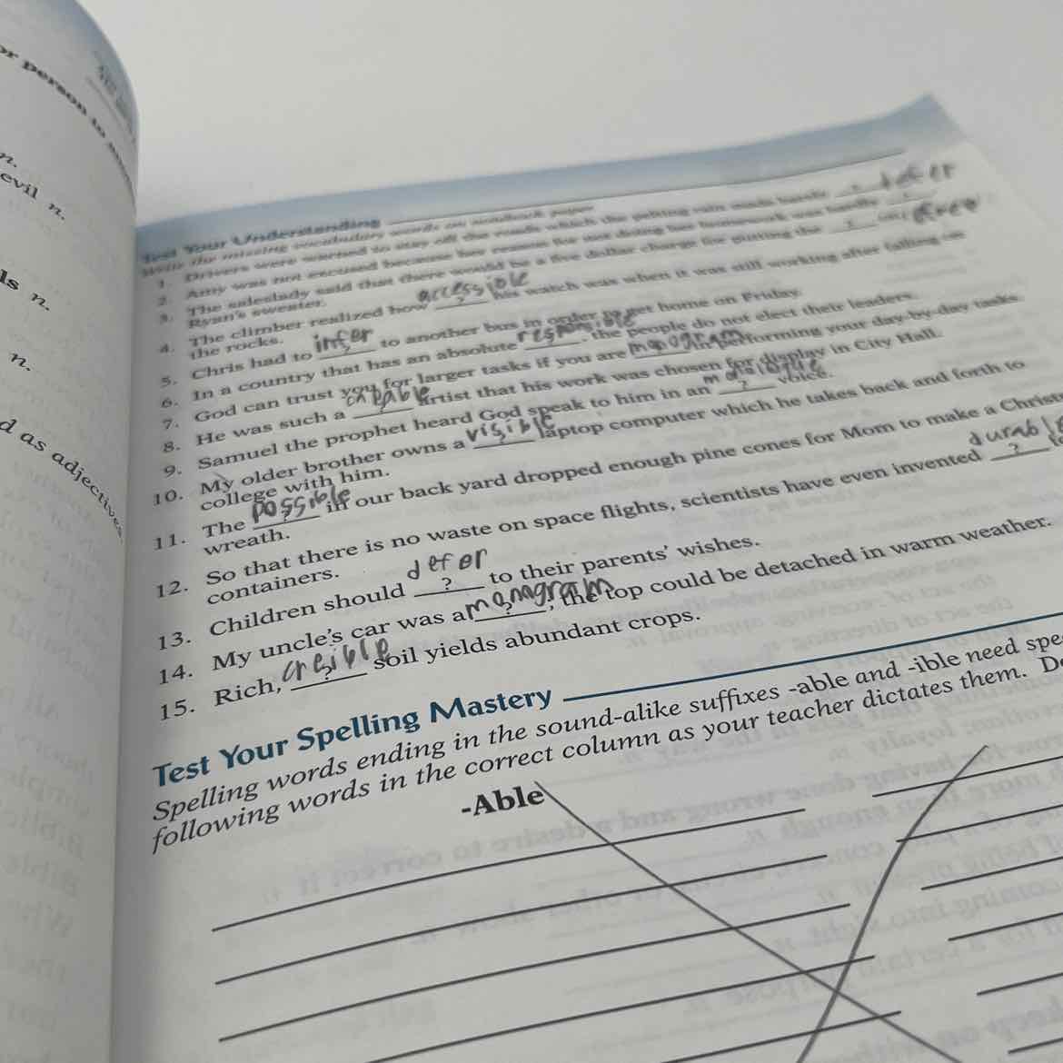 A Beka Spelling, Vocabulary, and Poetry 6 (pg. 3 & 11 done)