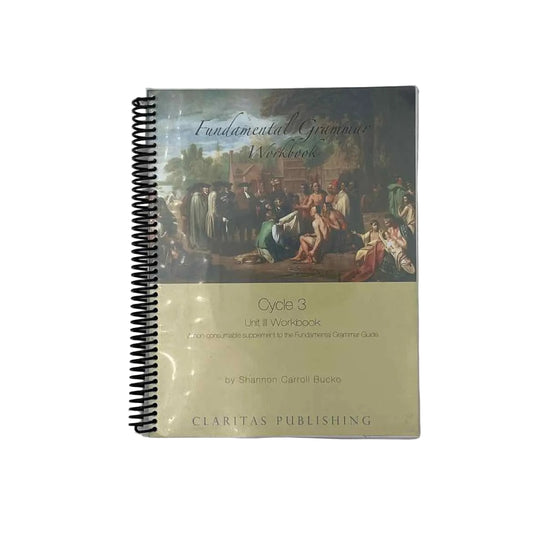 Claritas Publishing Fundamental Grammar Workbook Cycle 3 Unit 3 on a white background.