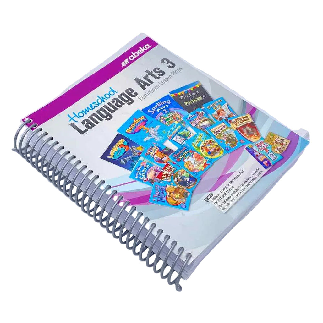 A Beka 3rd Grade Lesson Plan Book Language Arts Curriculum on a white background.