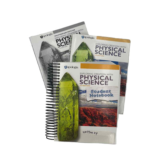Apologia 8th Grade Exploring Creation w/Physical Science Text, Solutions/Tests, & Student Notebook Complete Set 3rd Ed. Vicki Dincher