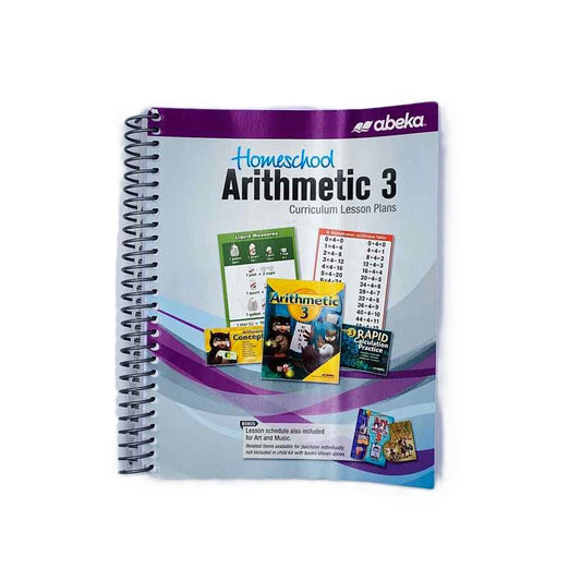 Abeka Arithmetic 3 Curriculum Lesson Plans on a white background.