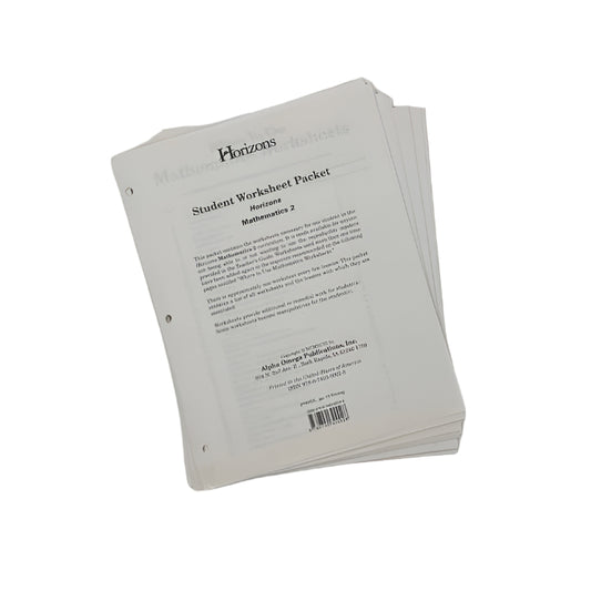 Alpha Omega Publications Horizons Math 2 Student Worksheet Packet