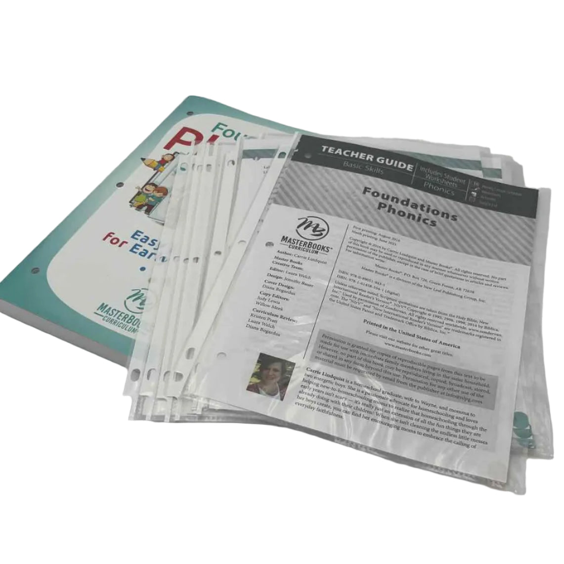 MasterBooks Foundations Phonics (pgs 1-30 removed but included in sleeves) on a white background.