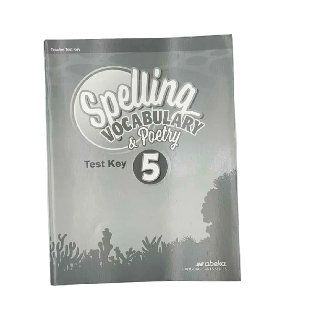 A Beka Spelling, Vocabulary, & Poetry 5 Test Key on a white background.