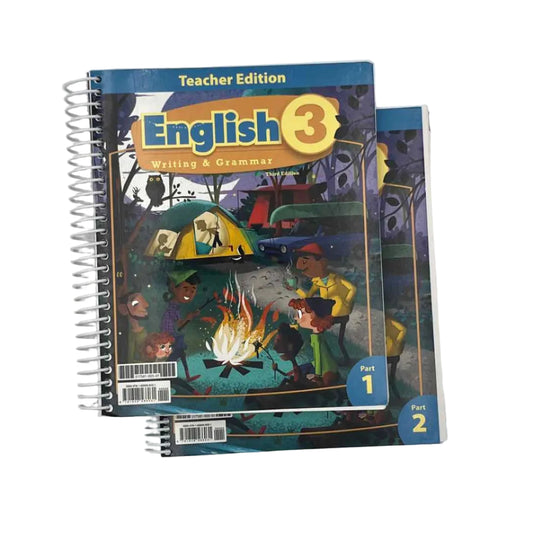 BJU Press English Grade 3 Teacher's Edition on a white background.