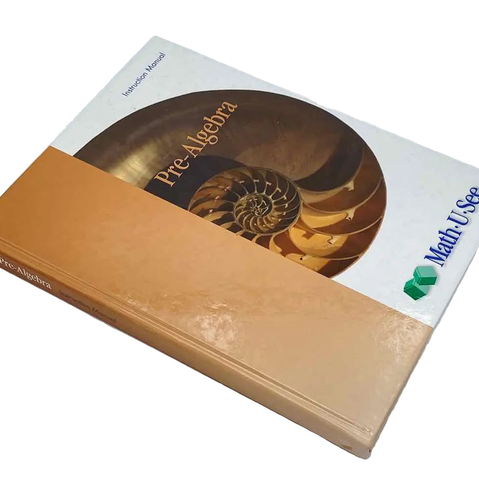 Math-U-See Pre-Algebra Instruction Manual, Test Booklet & DVD Math Curriculum on a white background.