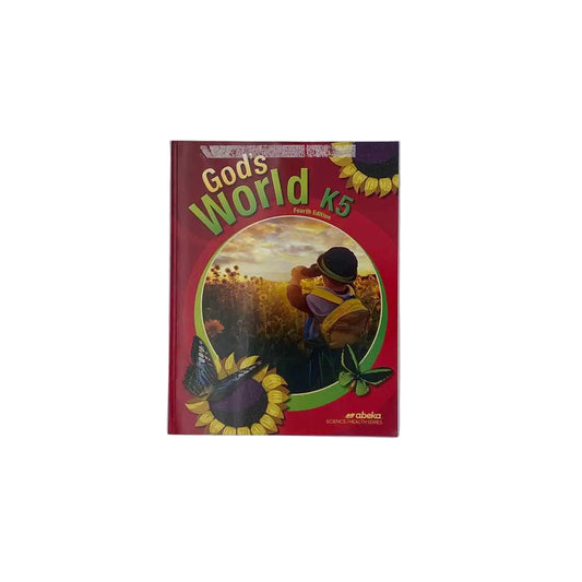 God's World K5 Textbook A Beka 4th Ed. Math Curriculum on a white background.