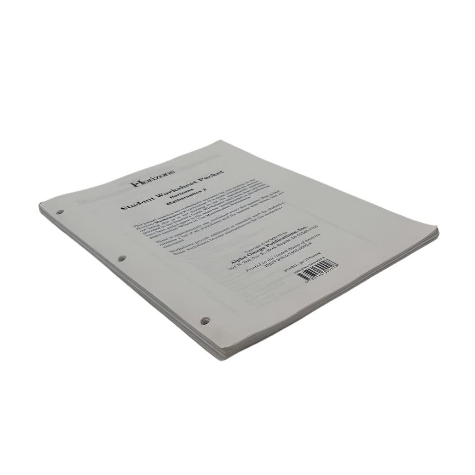 Alpha Omega Publications Horizons Math 2 Student Worksheet Packet
