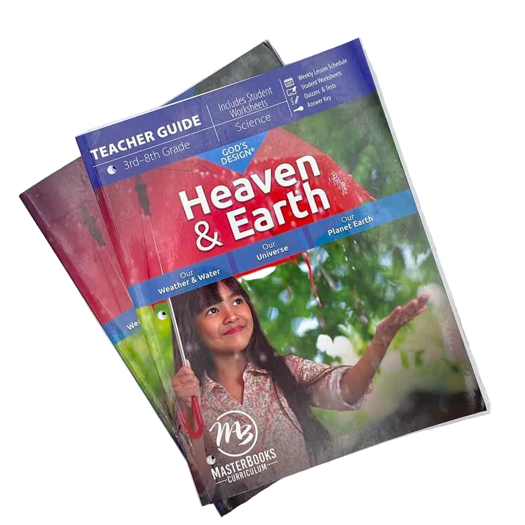 MasterBooks 3rd-8th Grade Complete Set Science Curriculum God's Design Heaven &amp; Earth Student & Teacher Books