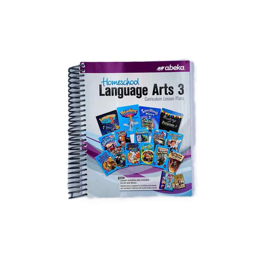 Abeka Language Arts 3 Curriculum Lesson Plan Book on a white background.