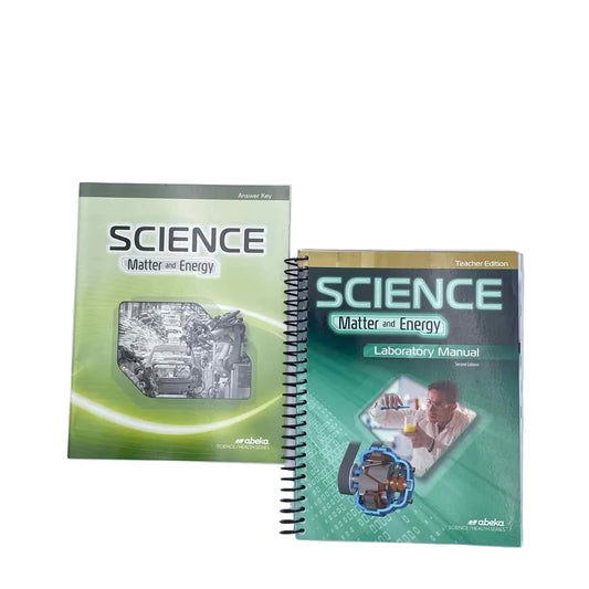 Science Matter & Energy Answer Key and Teacher Edition Lab Manual A Beka 2nd Ed. Science Curriculum on a white background.