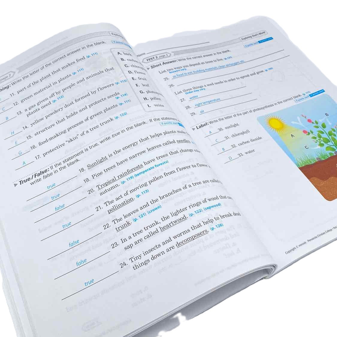 Abeka 3rd Grade Exploring God's World Quiz, Test, and Worksheet Key