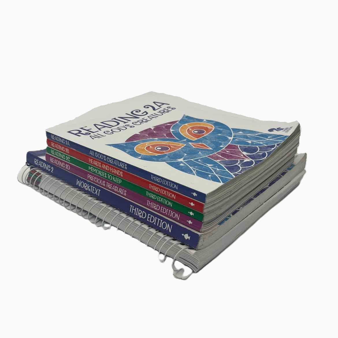 Bob Jones Reading 2 Set - Worktext, Key, & 4 Student Books on a white background.