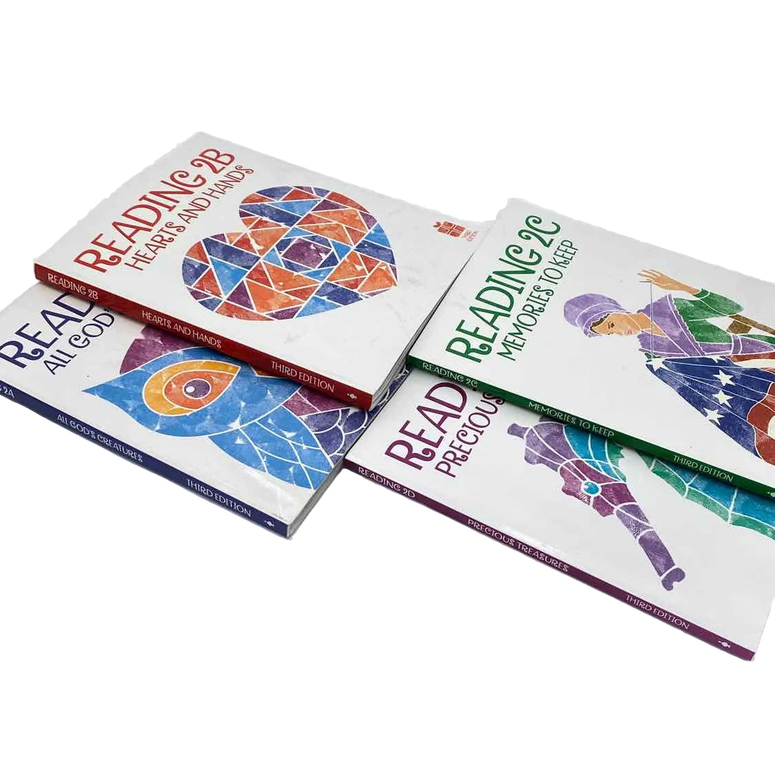 Bob Jones 2nd Grade Reading 2A-2D Student Texts (4 books) Reading/Literature Curriculum on a white background.