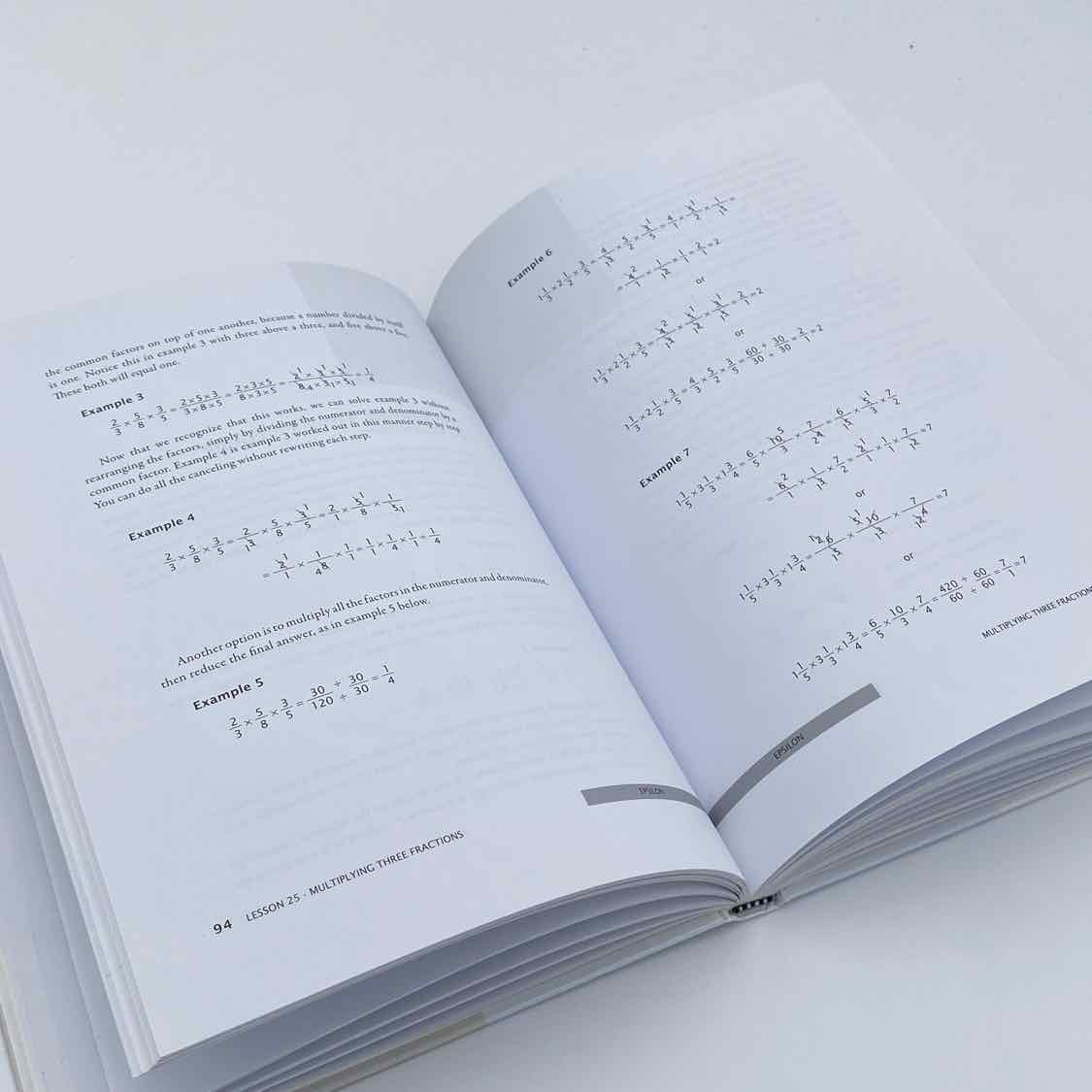Math-U-See 5th-6th Grade Epsilon Fractions Instruction Manual Steven P. Demme Math Curriculum on a white background.