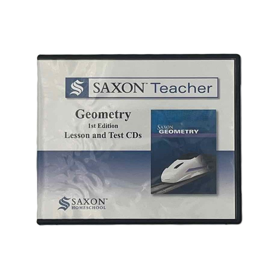 Saxon Geometry Lessons & Test CD-ROM Set on a white background.