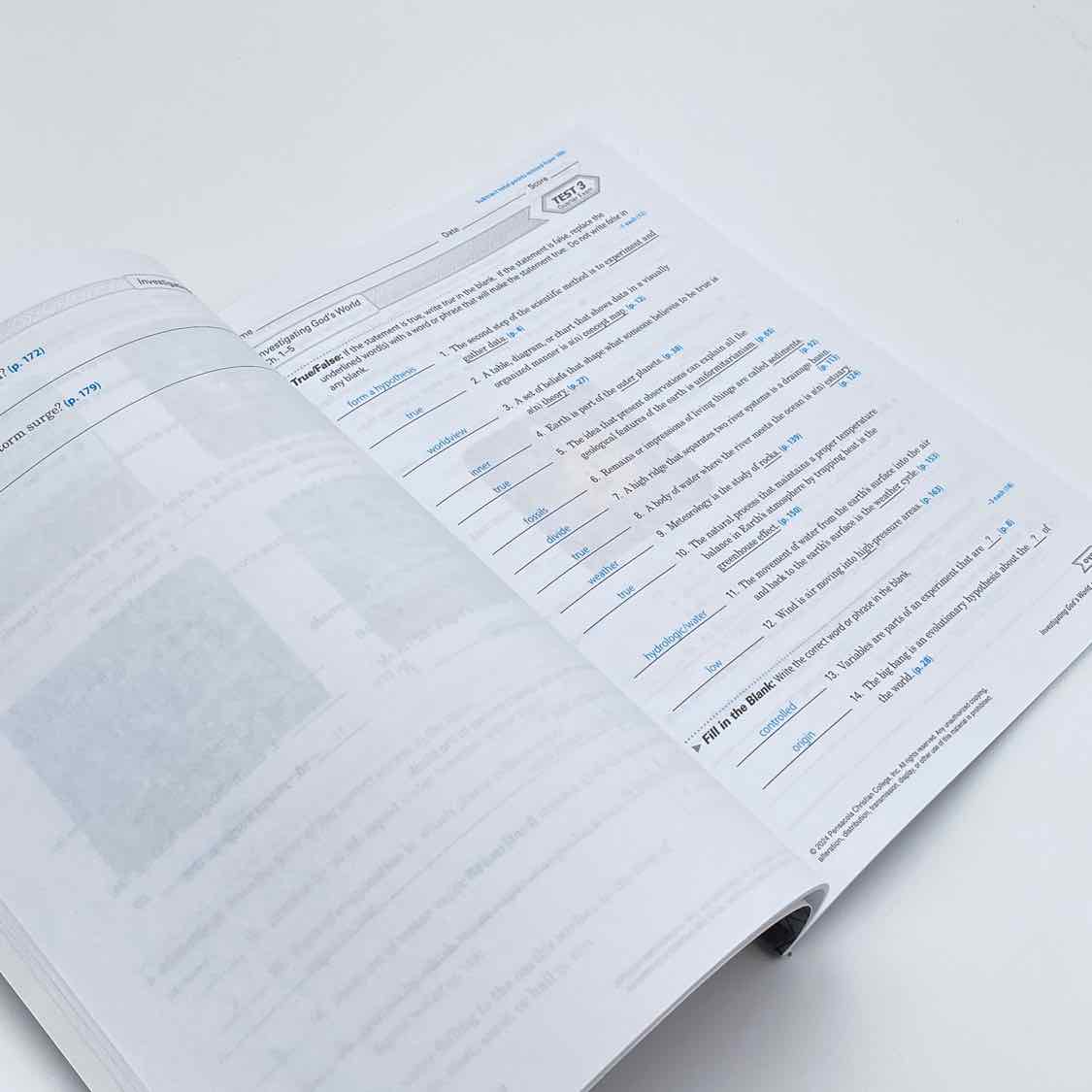 A Beka 5th Grade Investigating God's World Quiz & Answer Key 5th Ed. Science Curriculum