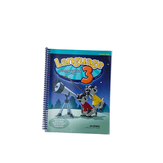 A Beka 3rd Grade Teacher Book 5th Ed. Language Arts Curriculum on a white background.