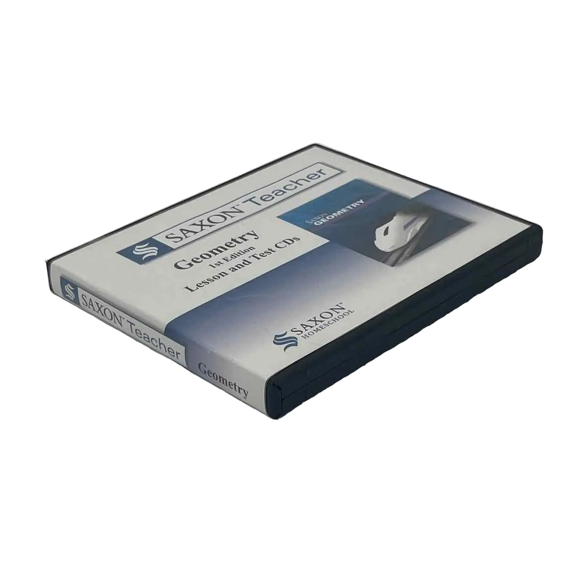 Saxon Geometry Lessons & Test CD-ROM Set on a white background.