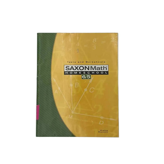 Saxon Math 6/5 Homeschool Tests & Worksheets on a white background.