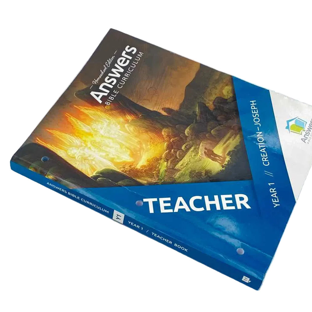 Answers In Genesis Elementary Teacher Book Bible Curriculum on a white background.