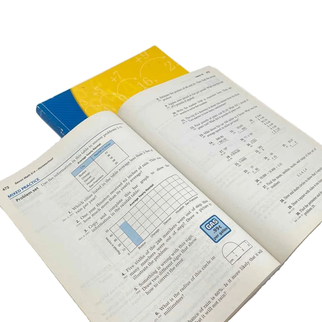 Saxon Math 5/4 Textbook & Solutions Manual 4th Grade Partial Set 3rd Ed. Math Curriculum