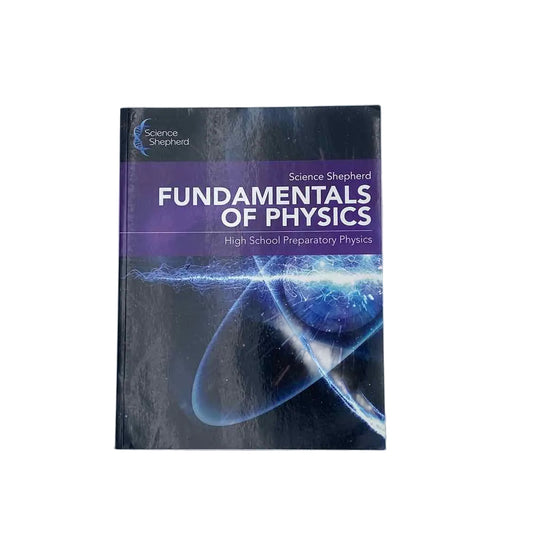 Science Shepherd Fundamentals of Physics Textbook on a white background.