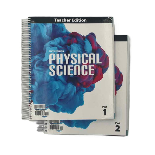 Bob Jones BJU Physical Science 2-vol. Teacher Edition 6th Ed. on a white background.
