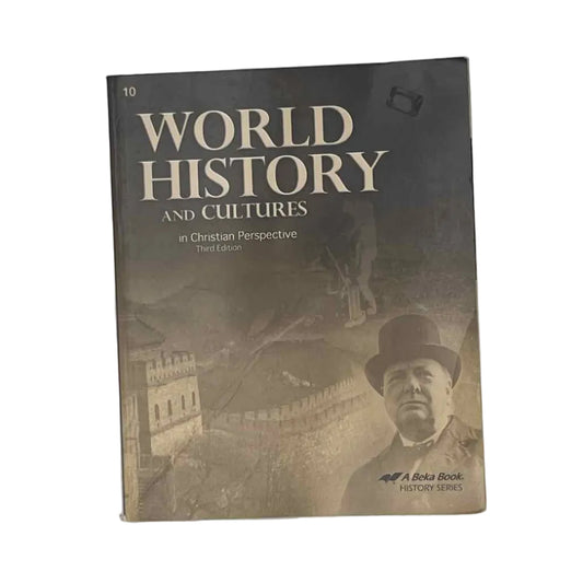A Beka 10th Grade World History & Cultures in Christian Perspective on a white background.