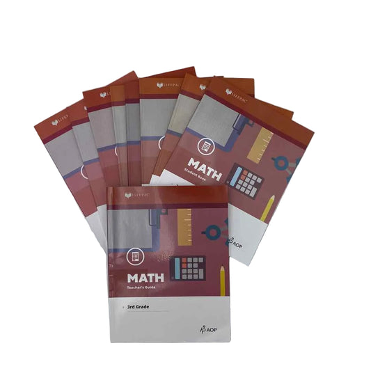 Alpha Omega Publications 3rd Grade Math Curriculum on a white background.