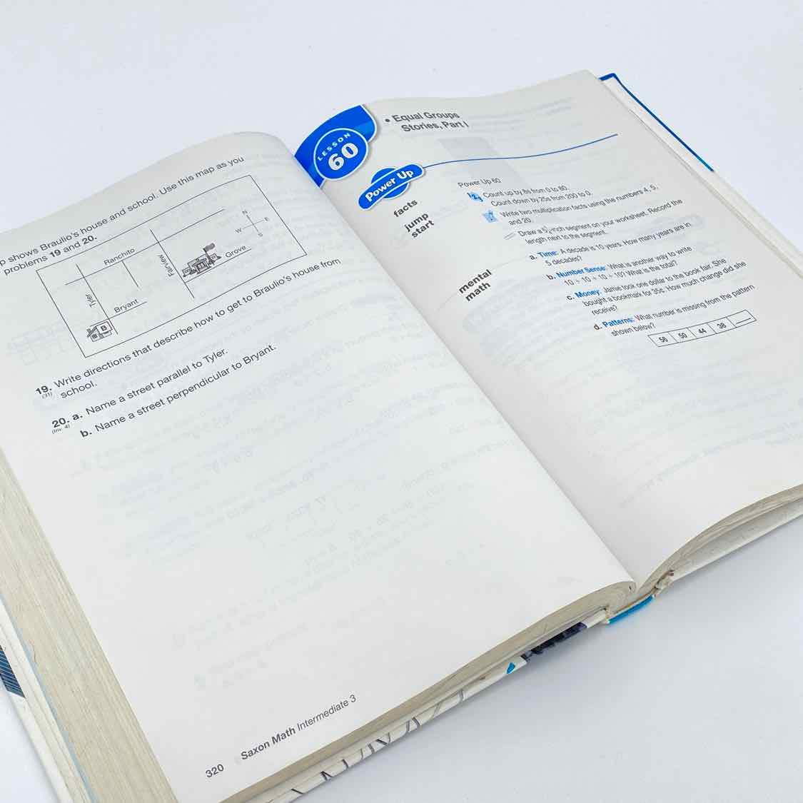 Saxon Math Intermediate 3 Textbook on a white background.