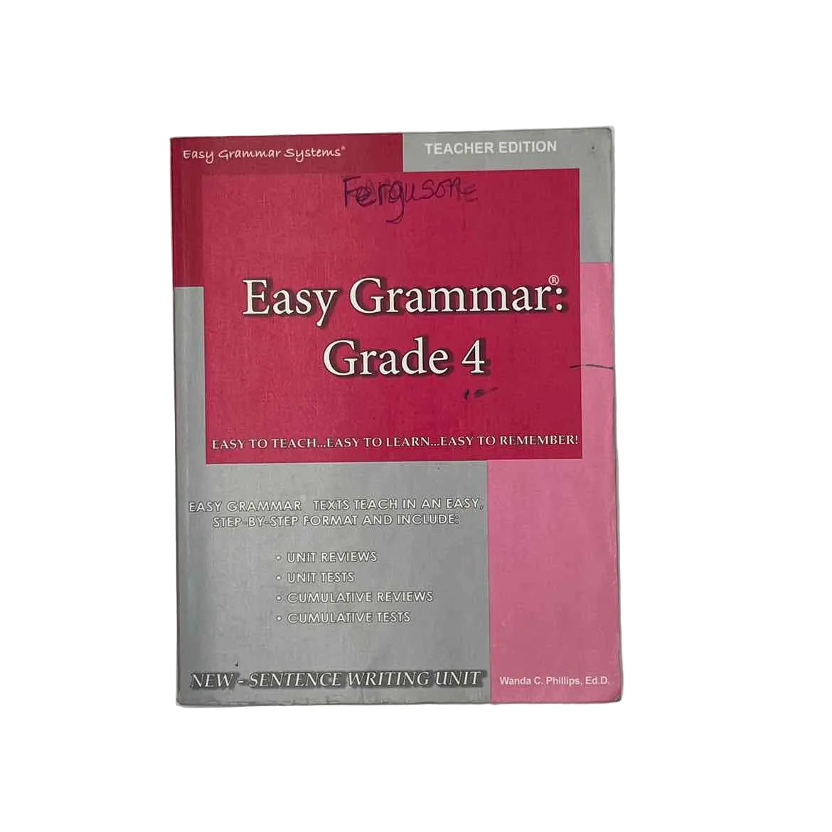 Easy Grammar: Grade 4 Teacher Ed. (name on front) on a white background.