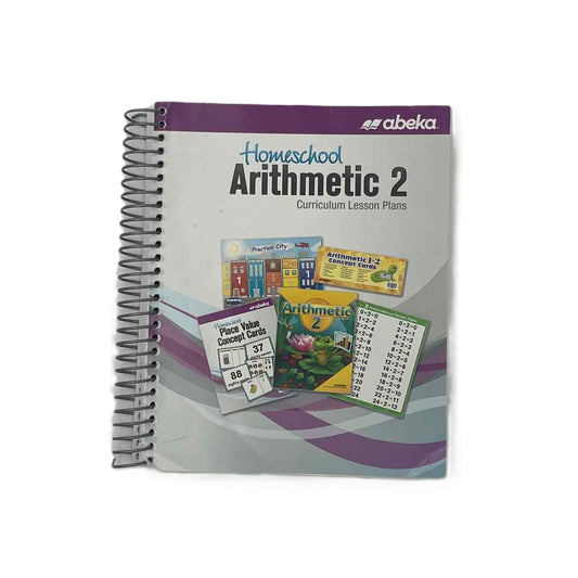 A Beka Homeschool Arithmetic 2 Curriculum Lesson Plans on a white background.