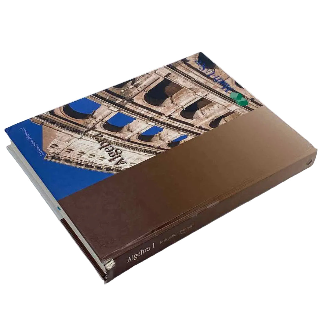 Math-U-See 8th-10th Grade Algebra 1 Legacy Ed. Instruction Manual, DVD, & Test Book Math Curriculum on a white background.