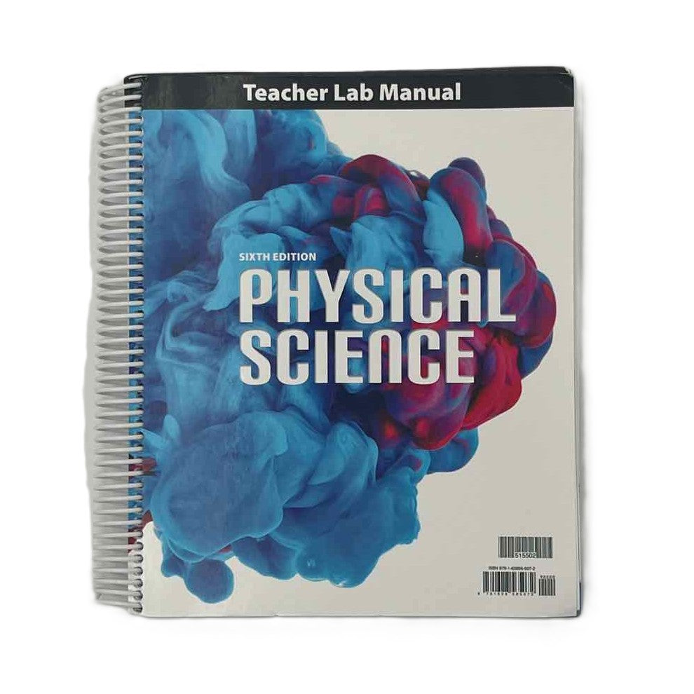 Bob Jones BJU Physical Science Teacher Lab Manual 6th Ed. on a white background.