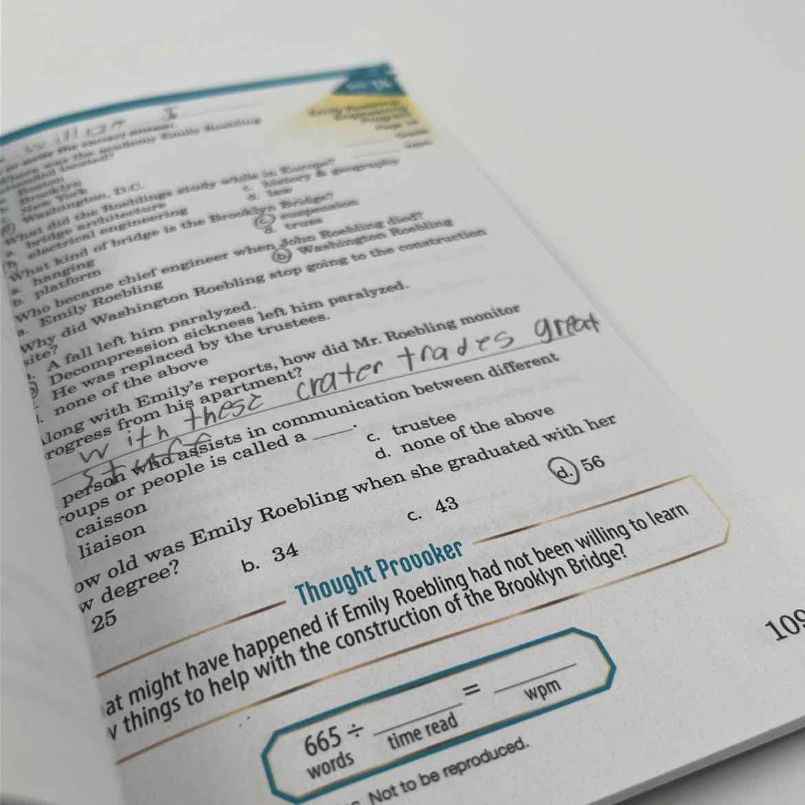 A Beka Adventures in Greatness Reader 6 (Quizzes 1-14 done)