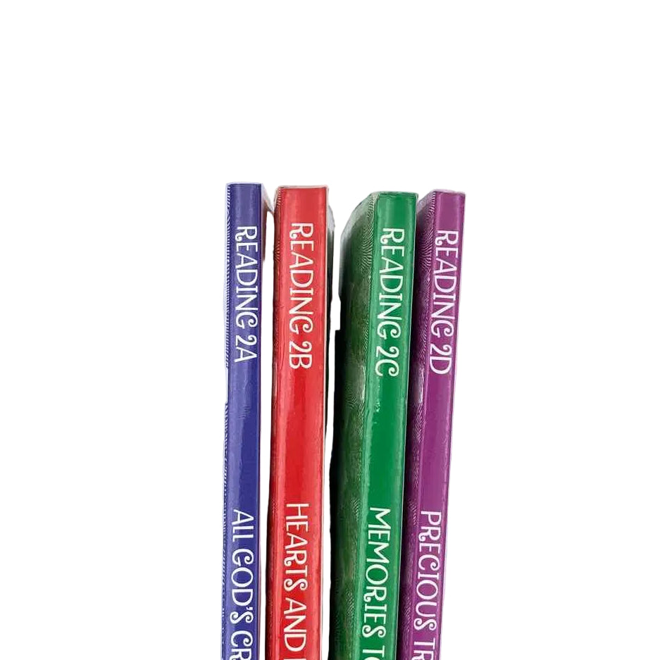 Bob Jones 2nd Grade 2A-2D Student Texts (4 books) Reading/Literature Curriculum on a white background.