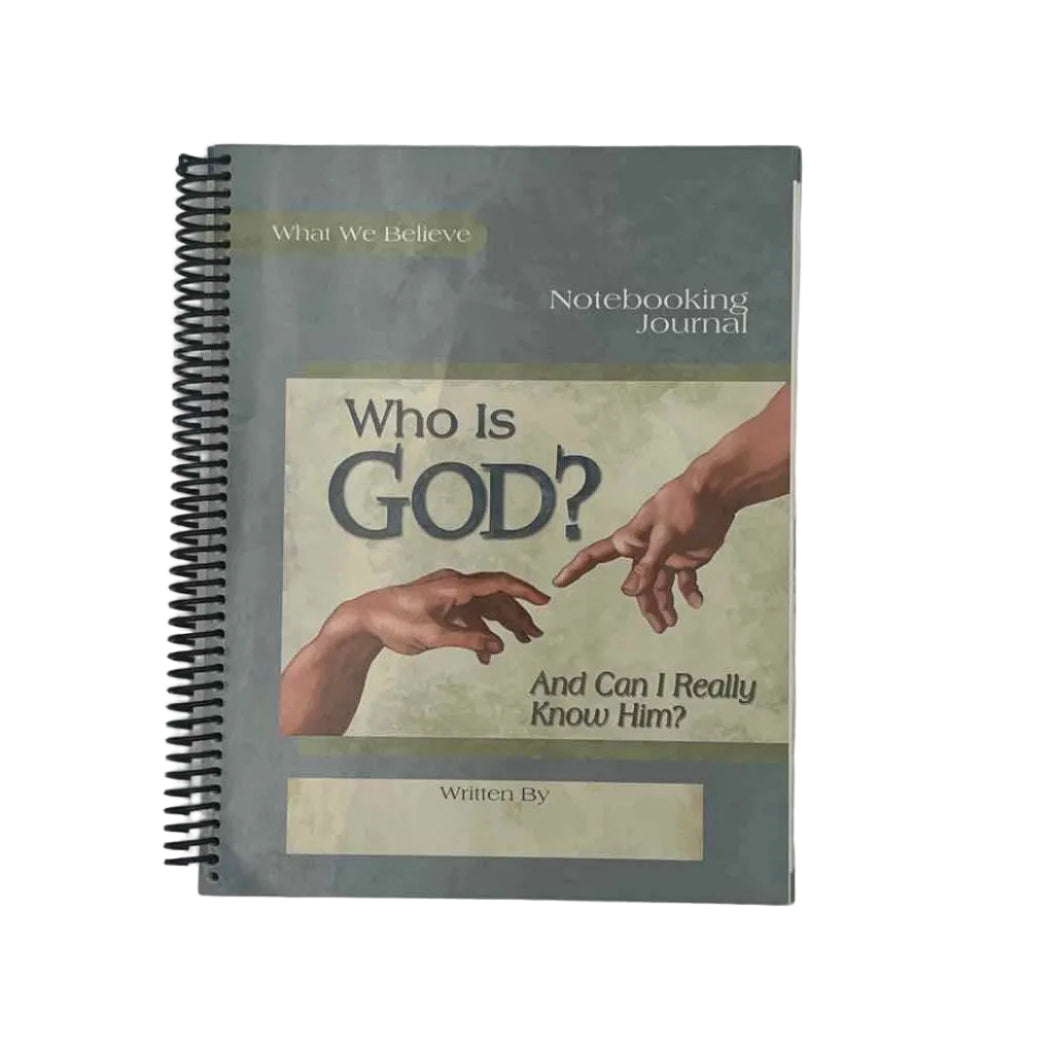 Apologia Who is God? Notebooking Journal on a white background.