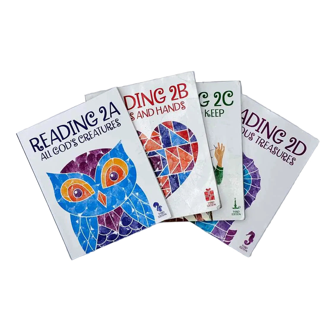 Bob Jones 2nd Grade 2A-2D Student Texts (4 books) Reading/Literature Curriculum on a white background.